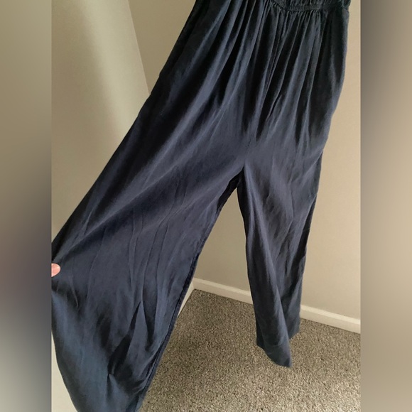 Madewell Navy Blue Linen-Blend Sophie Tank Wide-Leg Jumpsuit Size XS - Picture 5 of 7